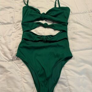 Aerie Crinkle Green One Piece Swimsuit, sz XL Long